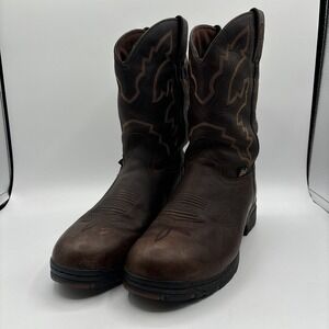 Justin Roper Boots 9024 Men's Size 9.5 D Brown Leather Waterproof‎ Western Work